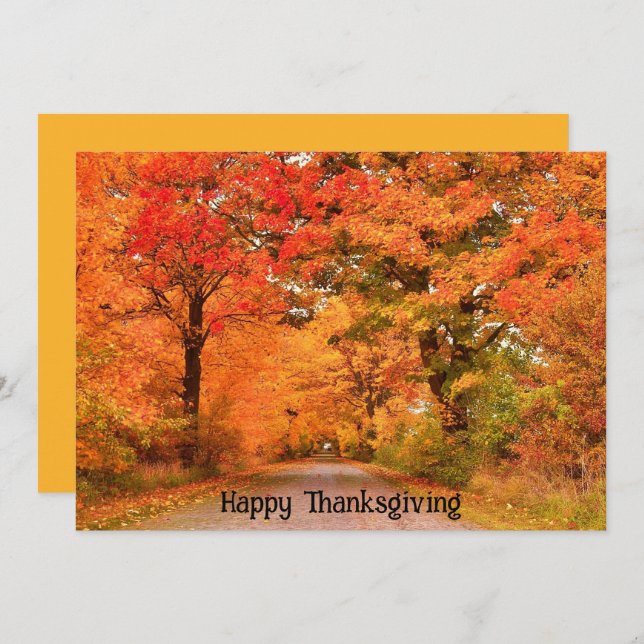 Beautiful Fall Happy Thanksgiving Greetings Holiday Card (Front/Back)