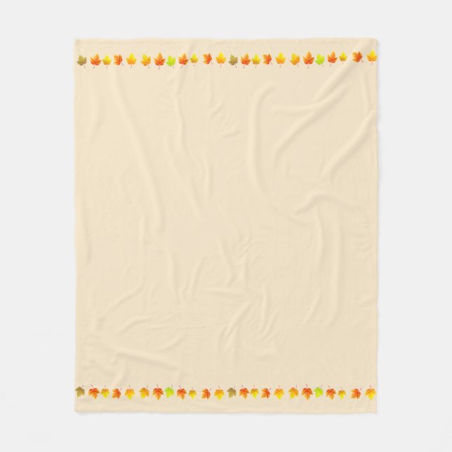 Beautiful Fall Leaves on Light Beige Fleece Blanket (Front)