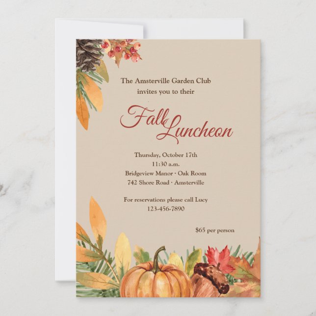 Beautiful Fall Luncheon Invitation (Front)