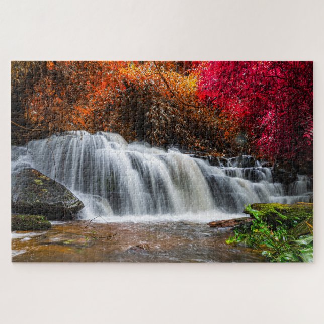 Beautiful Fall Rainforest Waterfall Nature Travel Jigsaw Puzzle (Horizontal)