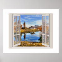 Beautiful Fall Scene viewed through an open window