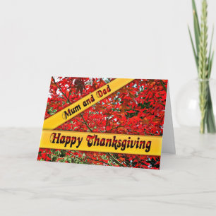 Beautiful fall Thanksgiving card, mum and dad Holiday Card