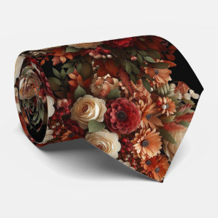 Beautiful Fall Theme Floral Grooms Wedding Tie