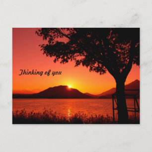 Beautiful Fall Tranquil Sunset Lake Mountain Postcard