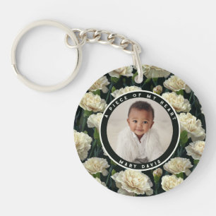 Beautiful Family keepsake Carnation Photo Key Ring