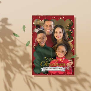 Beautiful Family Photo Merry Christmas Greeting Holiday Card