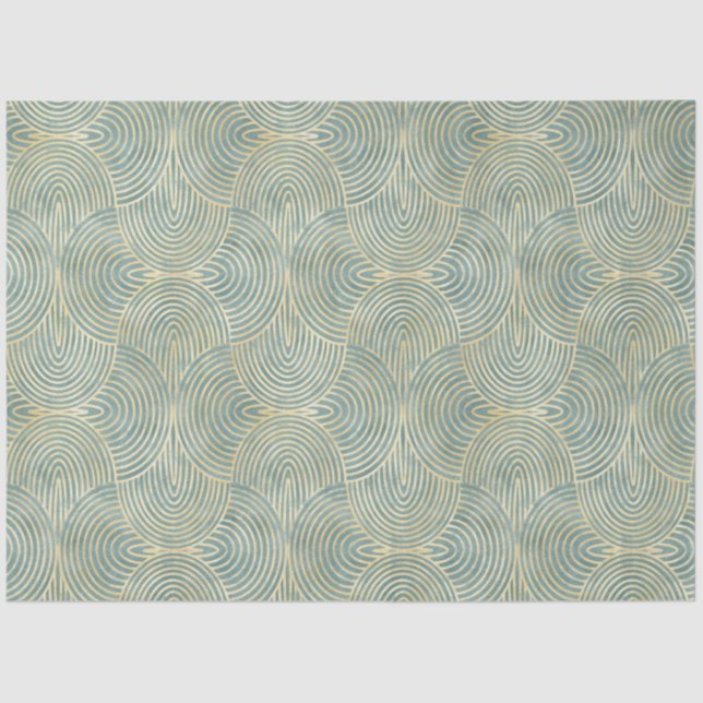 Beautiful ,fan,art deco, pattern,green colours,gre tissue paper (Front)