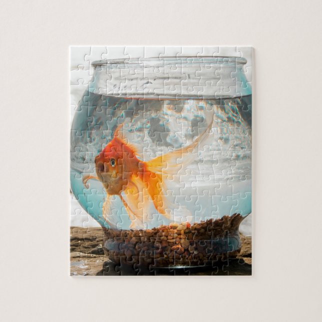 Beautiful fantail goldfish in bowl by Ocean Jigsaw Puzzle (Vertical)