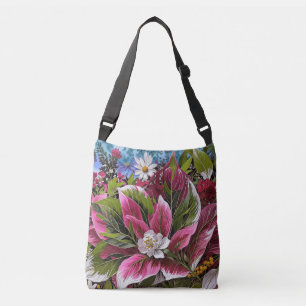 Beautiful fantastic flowers crossbody bag