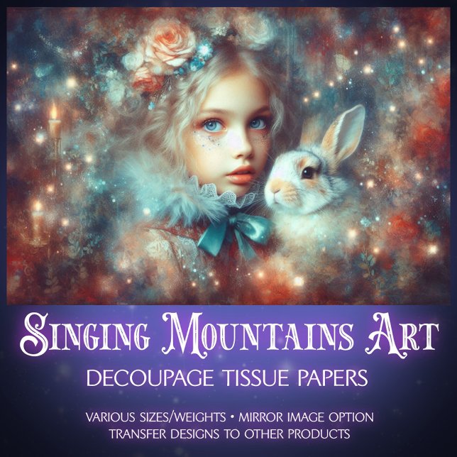Beautiful Fantasy Art Alice and Rabbit Decoupage Tissue Paper (Creator Uploaded)
