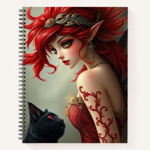 Beautiful Fantasy Cat Fairy Art Notebook
