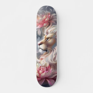 Beautiful Fantasy Colourful Lion & Florals Skateboard