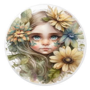 Beautiful Fantasy Floral Fairies Series  Ceramic Knob