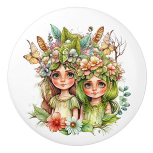 Beautiful Fantasy Flower Fairy Fairies Series Ceramic Knob