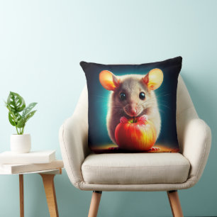 Beautiful fantasy furry animal red apple food cushion