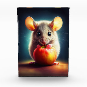 Beautiful fantasy furry animal red apple food photo block
