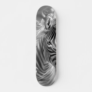 Beautiful Fantasy Grey Scale Zebra Skateboard