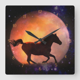 Beautiful Fantasy Horse and Moon Clock
