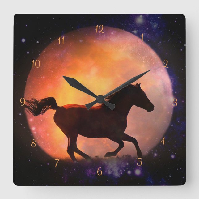Beautiful Fantasy Horse and Moon Clock (Front)