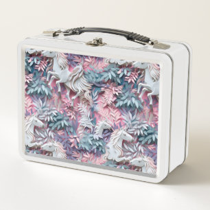 Beautiful Fantasy Horses Abstract Pastel Design Metal Lunch Box