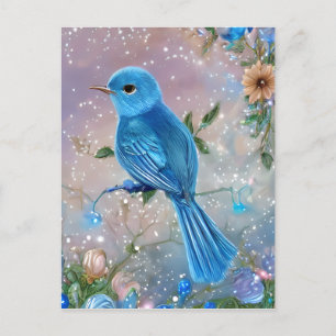 Beautiful Fantasy Little Blue Bird Postcard