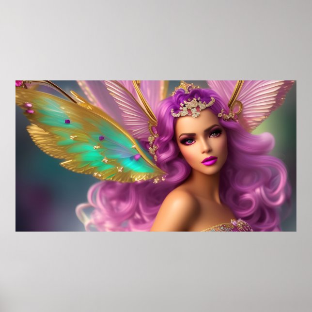 Beautiful Fantasy magical butterfly purple pink Poster (Front)