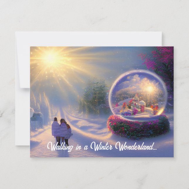 Beautiful Fantasy Snow Globe Flat Holiday Card (Front)