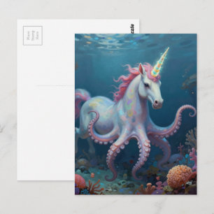 Beautiful Fantasy Unicorn Octopus Postcard
