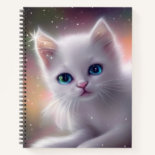 Beautiful Fantasy White Fluffy Cat  Notebook