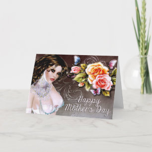 Beautiful Fantasy Woman & Roses Mother's Day Card