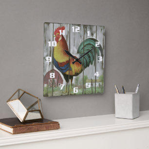 Beautiful Farm house Country Rooster Wall Clock