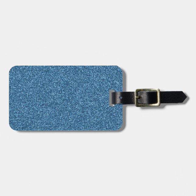 Beautiful fashionable girly blue glitter effect luggage tag (Front Horizontal)