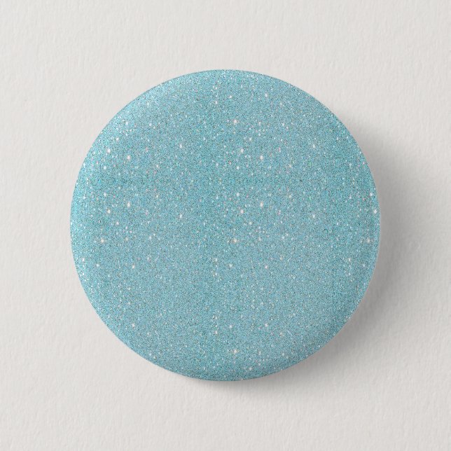 Beautiful fashionable soft blue glitter shinning 6 cm round badge (Front)