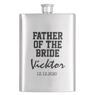 Beautiful FATHER OF THE GROOM typography monogram Hip Flask
