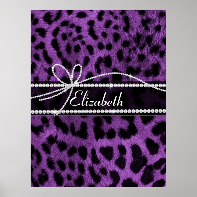 Beautiful faux purple black leopard animal print (Front)