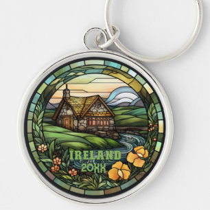 Beautiful Faux Stained Glass Ireland Souvenir Key Ring