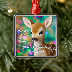 Beautiful Fawn First Christmas Metal Ornament