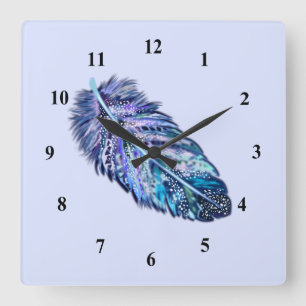 Beautiful Feather - Choose your colour Square Wall Clock
