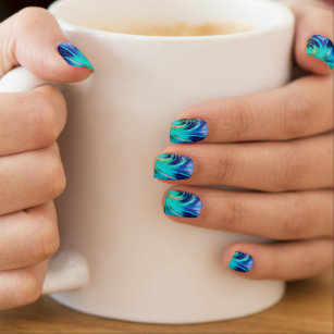 Beautiful Feather Nail Art Turquoise Blue Colours