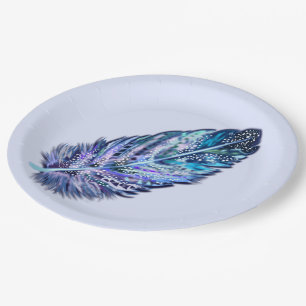 Beautiful Feather Paper Plates - Customisable