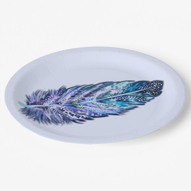 Beautiful Feather Paper Plates - Customisable (Angled)