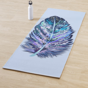 Beautiful Feather Yoga Mat Blue - Custom Colours