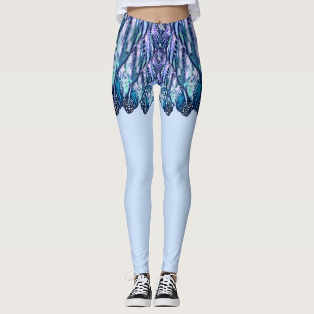 Beautiful Feathers - Exotic Mini Skirt - Blue Leggings (Front)