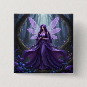 Beautiful February Amethyst Fairy 15 Cm Square Badge