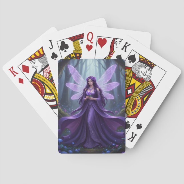 Beautiful February Amethyst Fairy Playing Cards (Back)