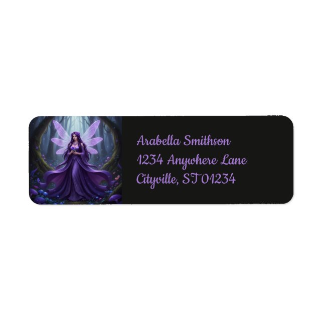 Beautiful February Amethyst Fairy Return Address Label (Front)