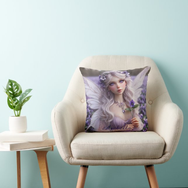 Beautiful February Fairy in Violets Cushion (Chair)