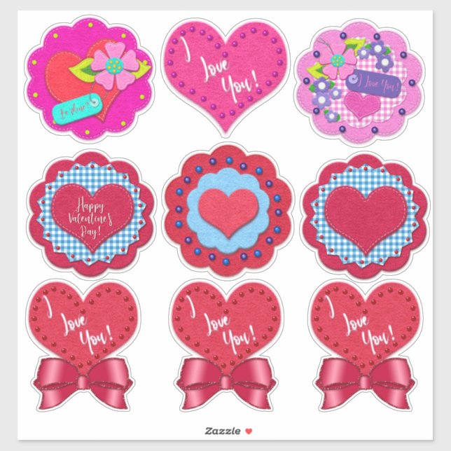 Beautiful Felt Look Valentine's Day Rounds  (Sheet)