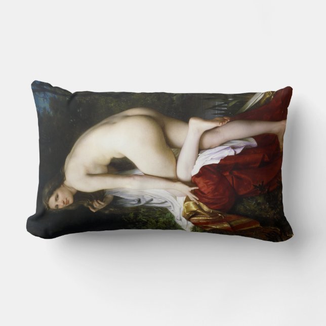 Beautiful Female Bather (by Bouguereau) Lumbar Cushion (Front)