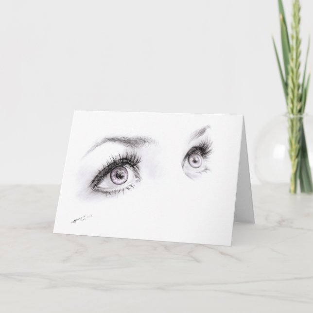 Beautiful female eyes Drawing Minimalist art Card (Front)